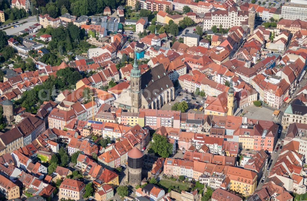 Aerial image Bautzen - Church building of the cathedral in the old town in Bautzen in the state Saxony, Germany