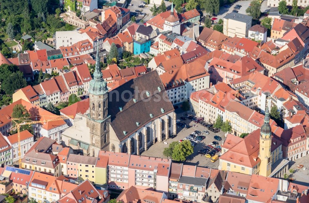 Aerial photograph Bautzen - Church building of the cathedral in the old town in Bautzen in the state Saxony, Germany