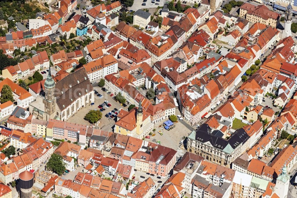 Aerial image Bautzen - Church building of the cathedral in the old town in Bautzen in the state Saxony, Germany