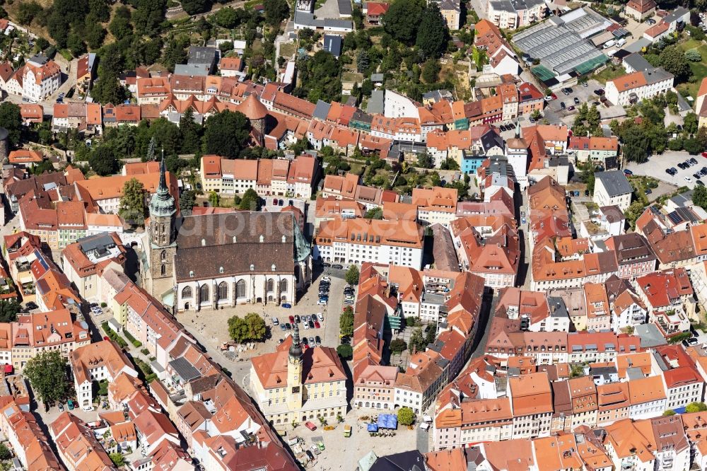 Aerial photograph Bautzen - Church building of the cathedral in the old town in Bautzen in the state Saxony, Germany