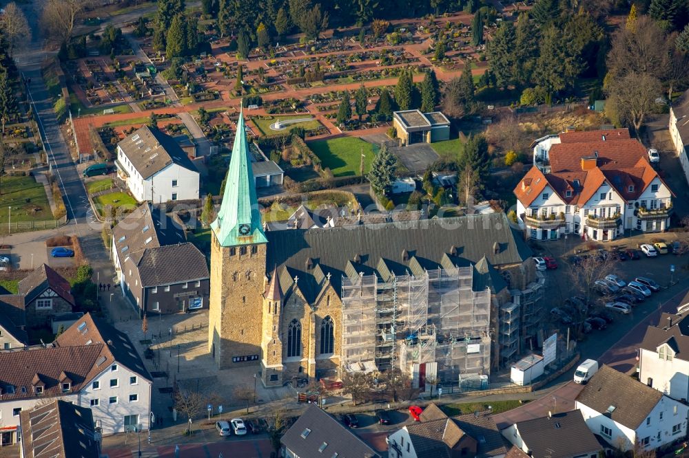 Hattingen from above - Church building on Domplatz in Hattingen in the state North Rhine-Westphalia