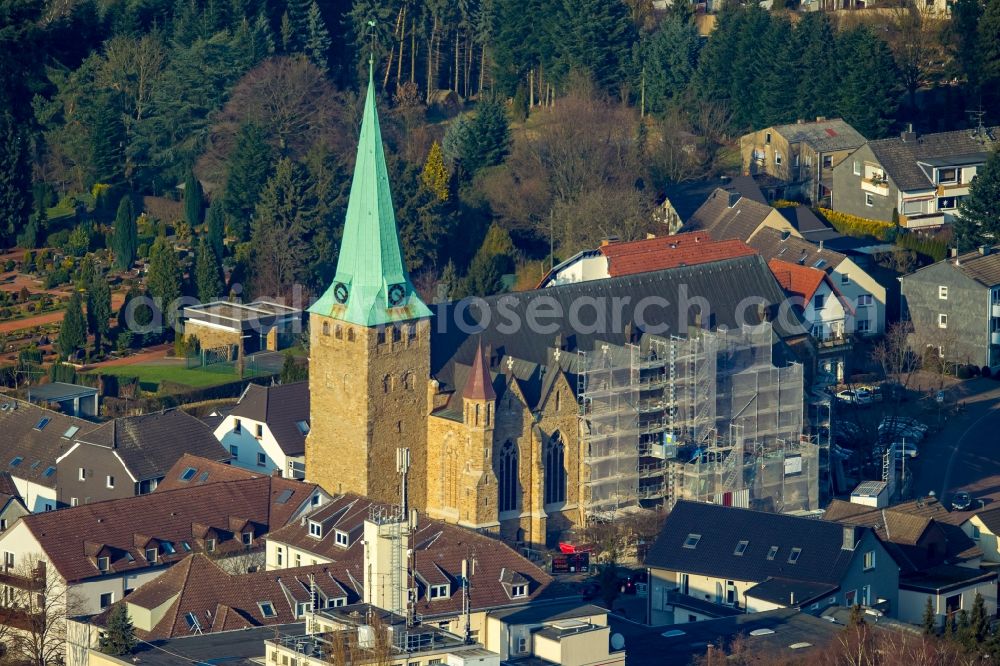 Aerial photograph Hattingen - Church building on Domplatz in Hattingen in the state North Rhine-Westphalia