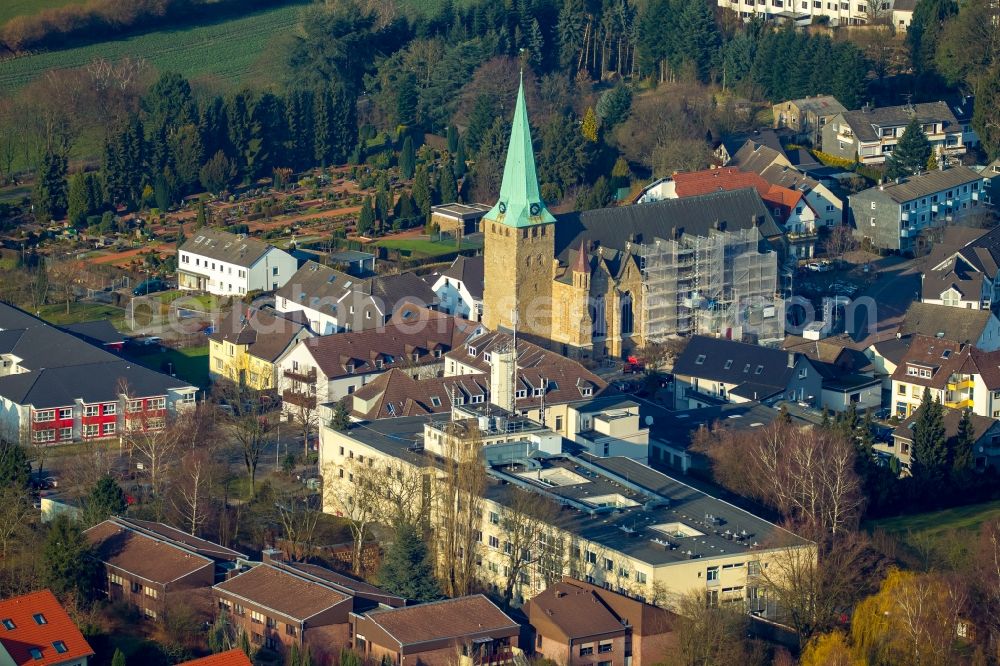 Hattingen from above - Church building on Domplatz in Hattingen in the state North Rhine-Westphalia