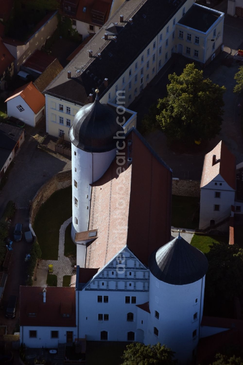 Wurzen from above - Church building of the cathedral on Domplatz in Wurzen in the state Saxony