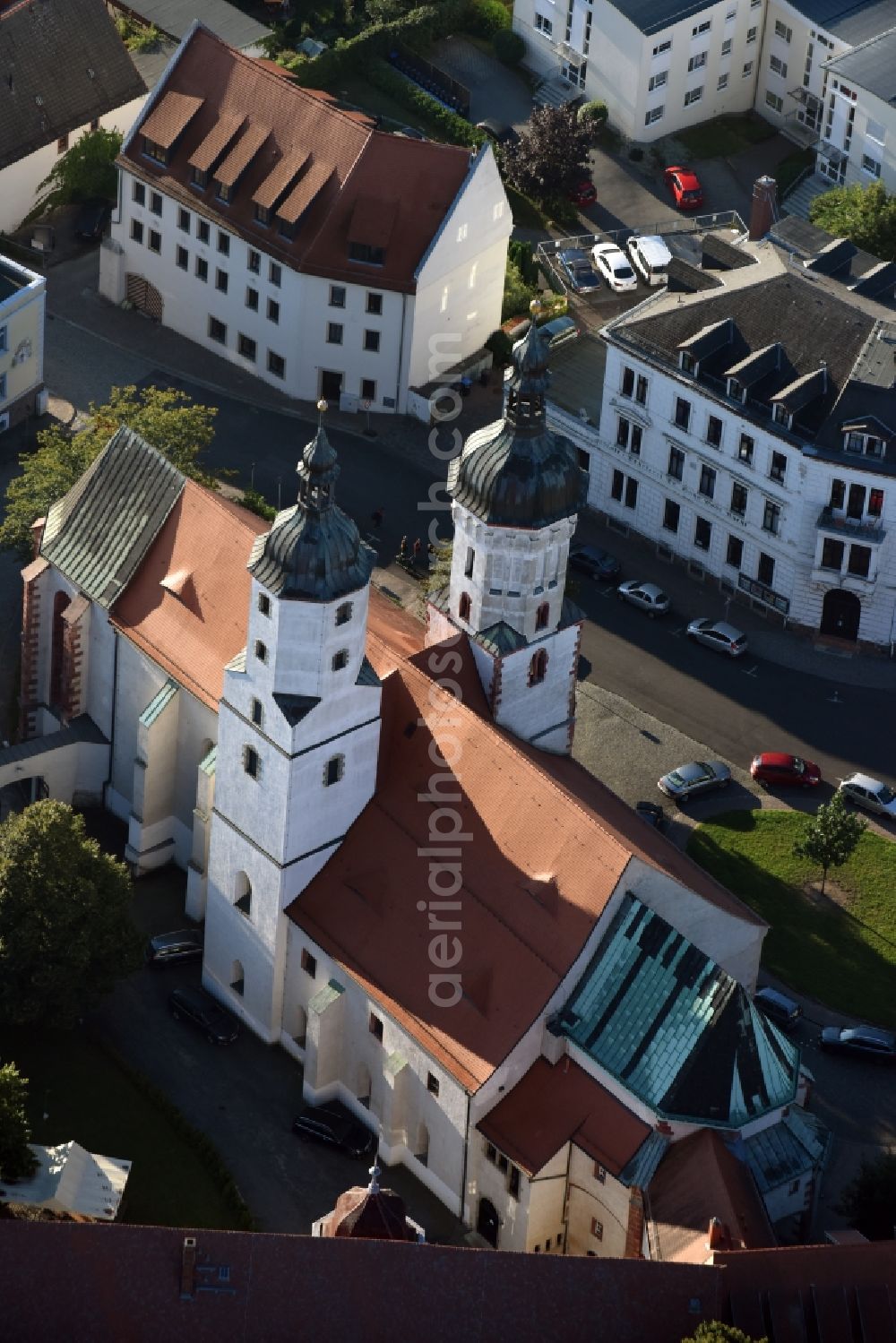 Wurzen from the bird's eye view: Church building of the cathedral on Domplatz in Wurzen in the state Saxony