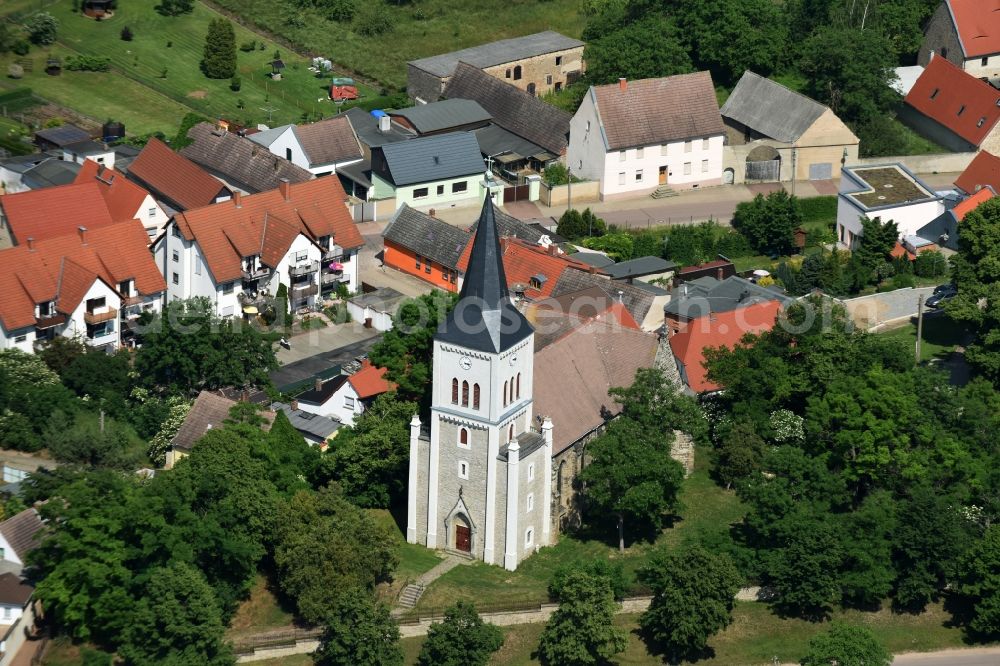 Aerial photograph Plötzkau - Church building in the village of Ploetzkau in the state Saxony-Anhalt