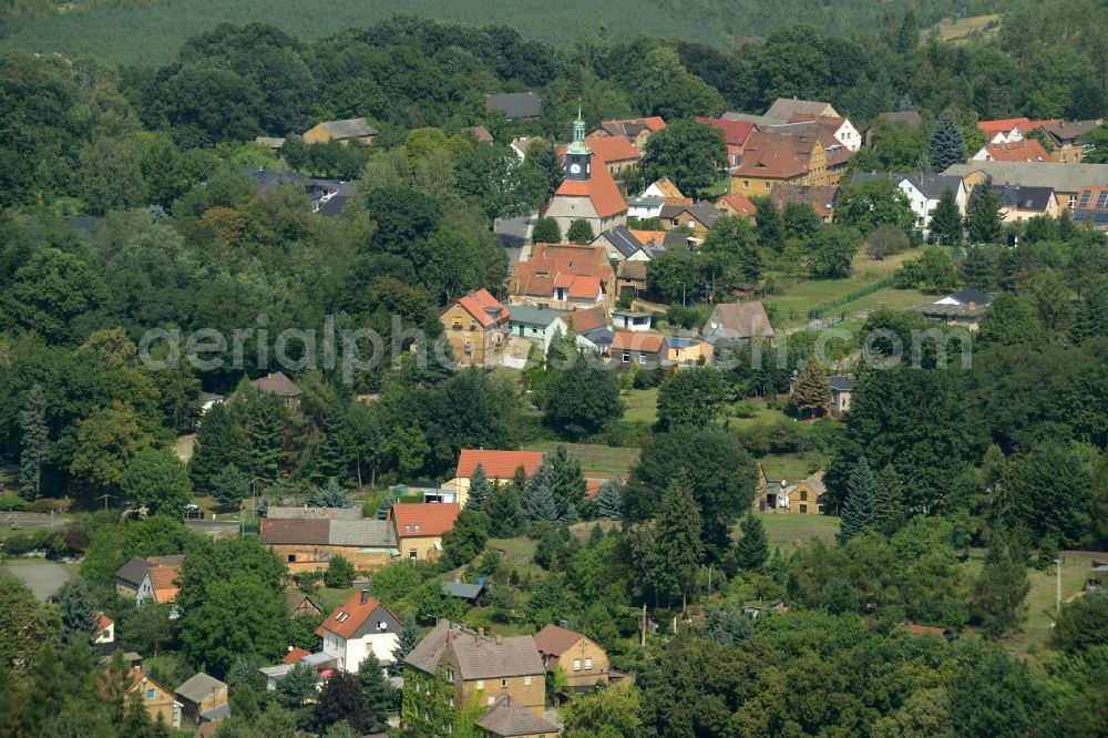 Aerial image Kostebrau - Church building of the village church of Kostebrau in the state of Brandenburg