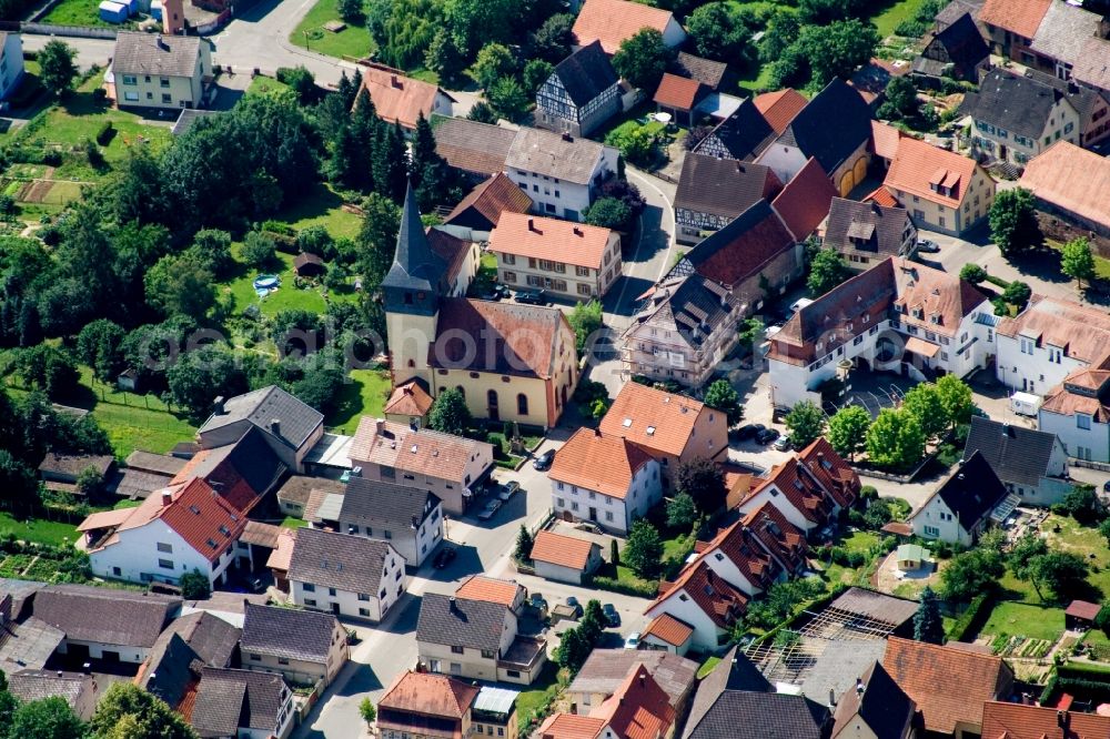 Aerial photograph Aglasterhausen - Church building in the village of in Aglasterhausen in the state Baden-Wuerttemberg, Germany