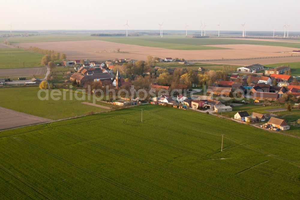 Borgisdorf from above - Church building in the village of in Borgisdorf in the state Brandenburg