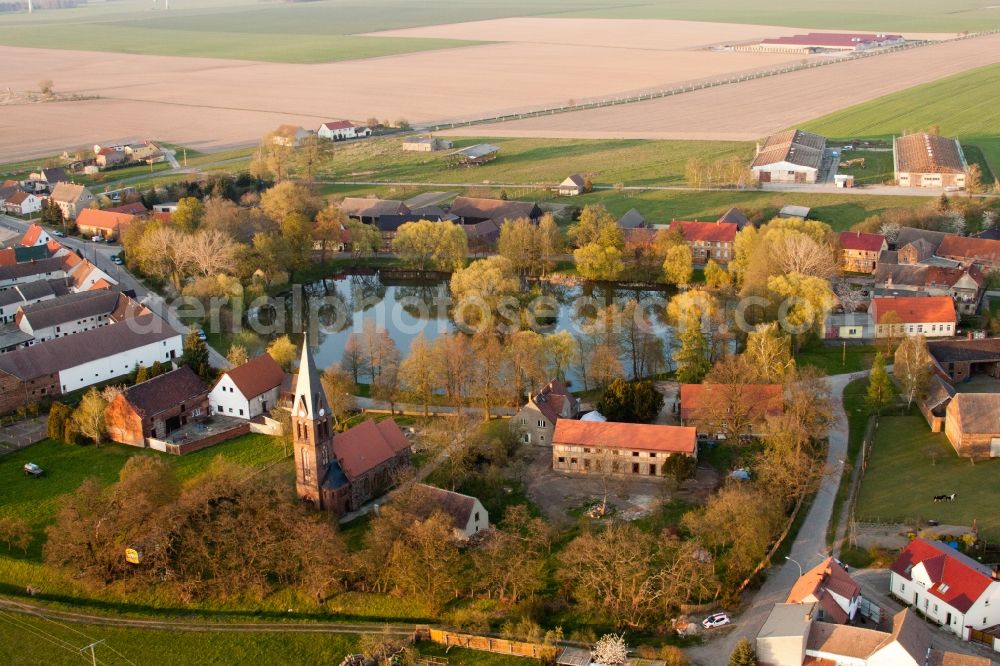 Borgisdorf from the bird's eye view: Church building in the village of in Borgisdorf in the state Brandenburg