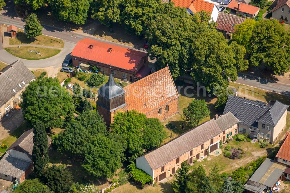 Aerial image Buchholz - Church building in the village of in Buchholz in the state Mecklenburg - Western Pomerania