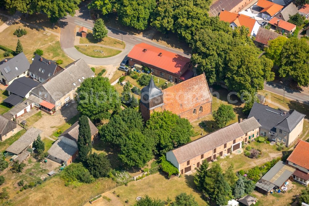 Aerial photograph Buchholz - Church building in the village of in Buchholz in the state Mecklenburg - Western Pomerania