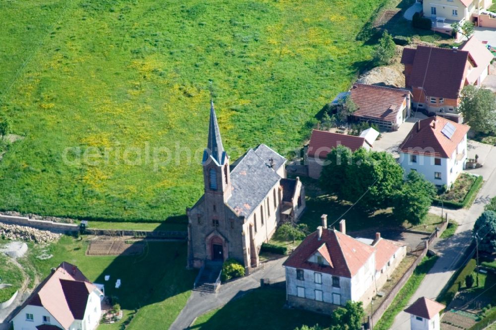 Cleebourg from the bird's eye view: Church building in the village of in Cleebourg in Grand Est, France