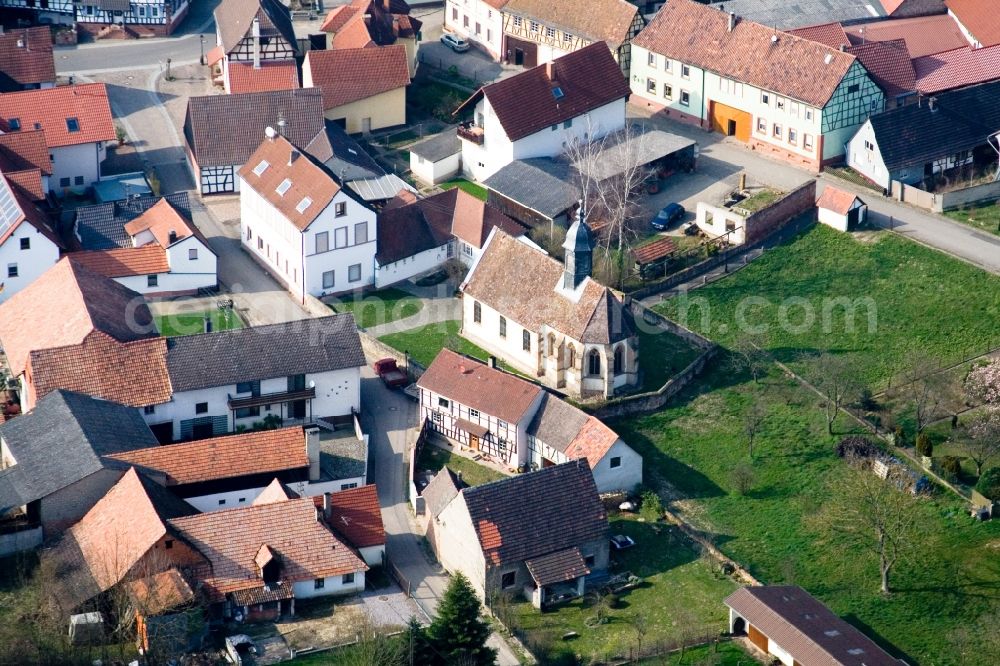 Dierbach from the bird's eye view: Church building in the village of in Dierbach in the state Rhineland-Palatinate