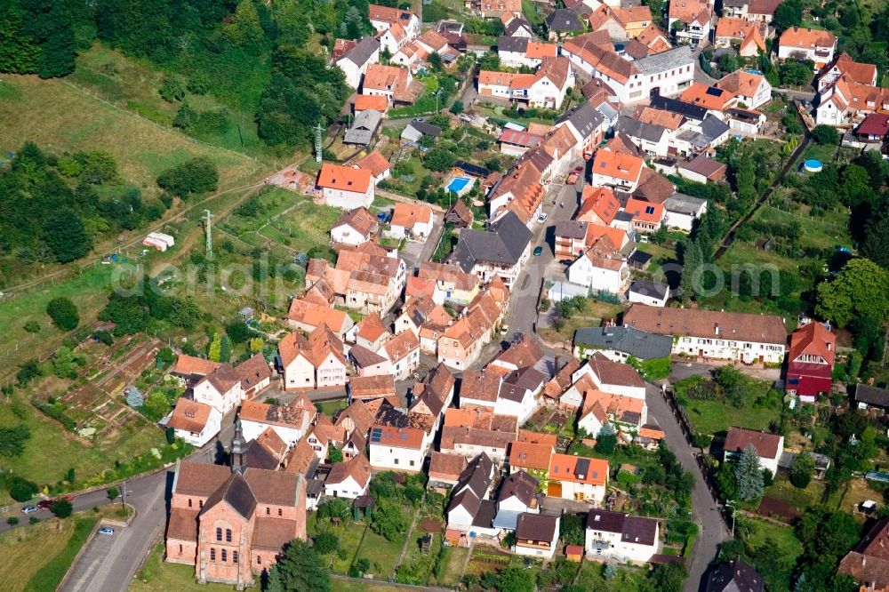 Eußerthal from above - Church building in the village of in Eusserthal in the state Rhineland-Palatinate