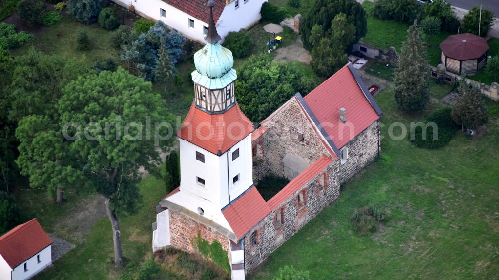 Hohenlepte from above - Church building in the village of in Hohenlepte in the state Saxony-Anhalt, Germany