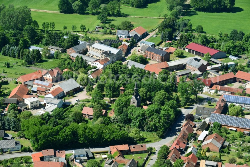 Jeetze from the bird's eye view: Church building in the village of in Jeetze in the state Saxony-Anhalt, Germany