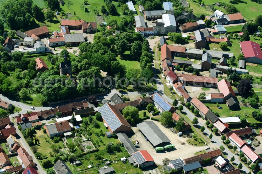 Aerial image Jeetze - Church building in the village of in Jeetze in the state Saxony-Anhalt, Germany