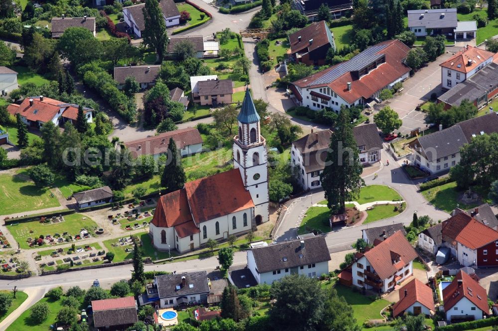 Aerial photograph Rheinfelden (Baden) - Church building and churchyard in the village Eichsel in Rheinfelden (Baden) in the state Baden-Wuerttemberg