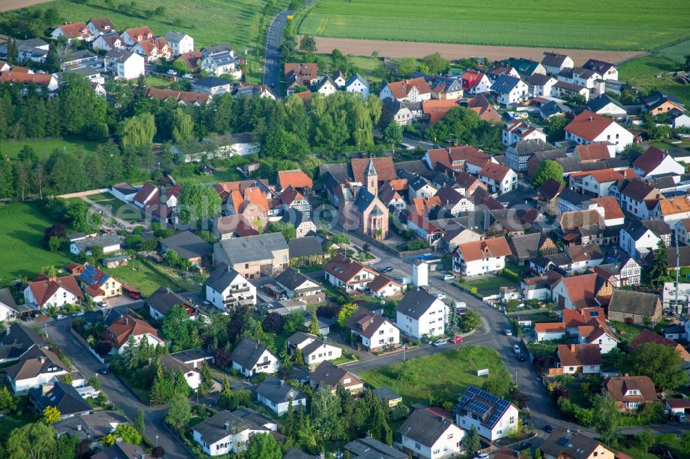 Aerial photograph Babenhausen - Church building in the village of in the district Harpertshausen in Babenhausen in the state Hesse, Germany