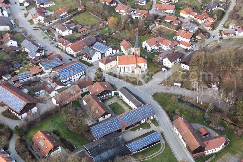 Aerial photograph Bad Birnbach - Church building in the village of in the district Hirschbach in Bad Birnbach in the state Bavaria, Germany