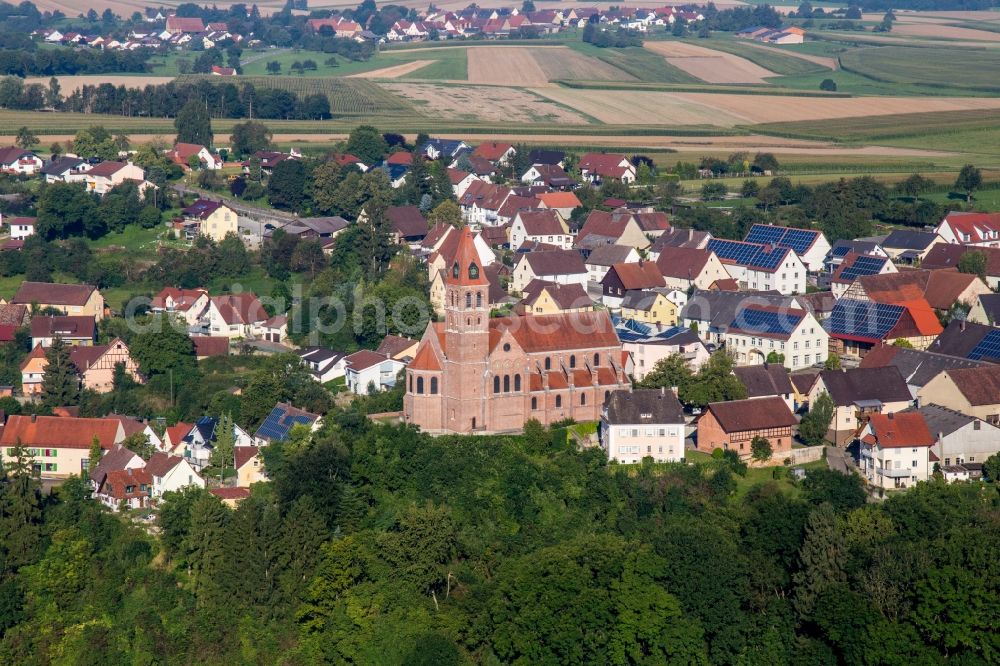 Aerial image Herbertingen - Church building in the village of in the district Hundersingen in Herbertingen in the state Baden-Wuerttemberg, Germany