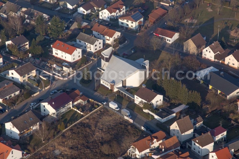 Aerial photograph Groß-Zimmern - Church building in the village of in the district Klein-Zimmern in Gross-Zimmern in the state Hesse, Germany