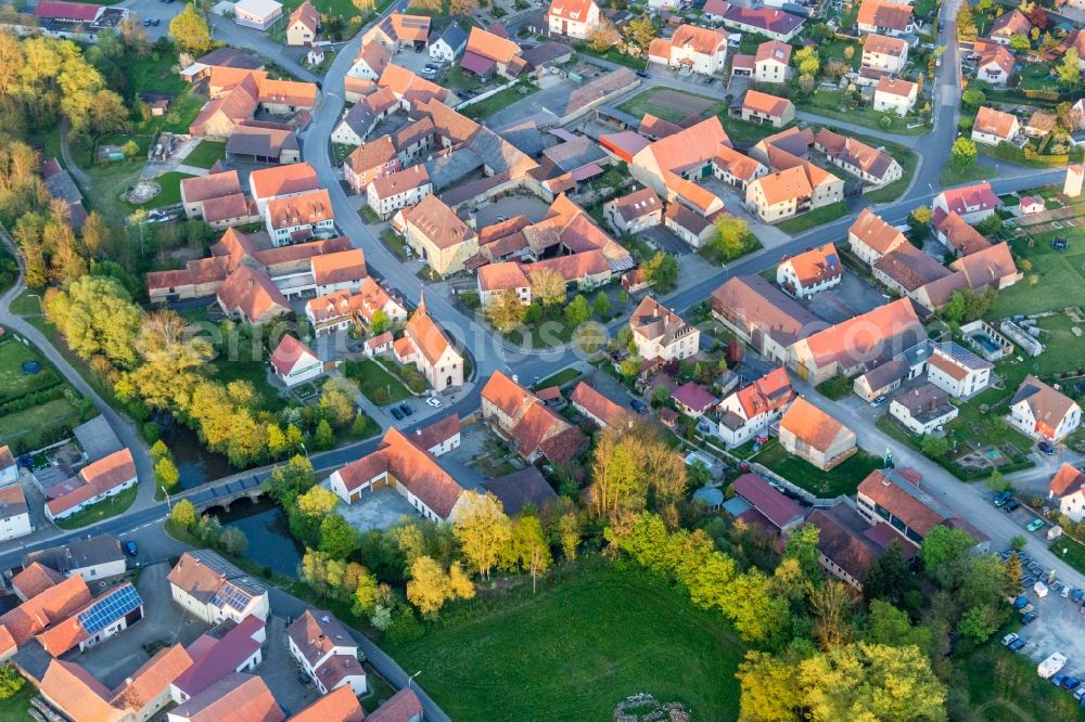 Prichsenstadt from above - Church building in the village of in the district Laub in Prichsenstadt in the state Bavaria, Germany