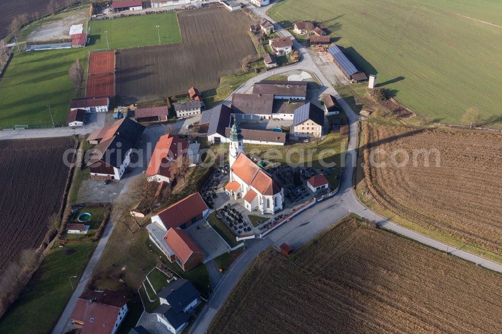 Aerial image Ruhstorf an der Rott - Church building in the village of in the district Schmidham in Ruhstorf an der Rott in the state Bavaria, Germany