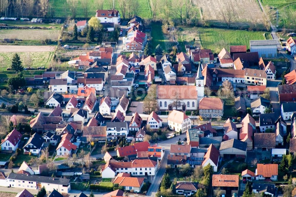 Aerial photograph Schwegenheim - Church building in the village of in the district Vorderlohe in Schwegenheim in the state Rhineland-Palatinate