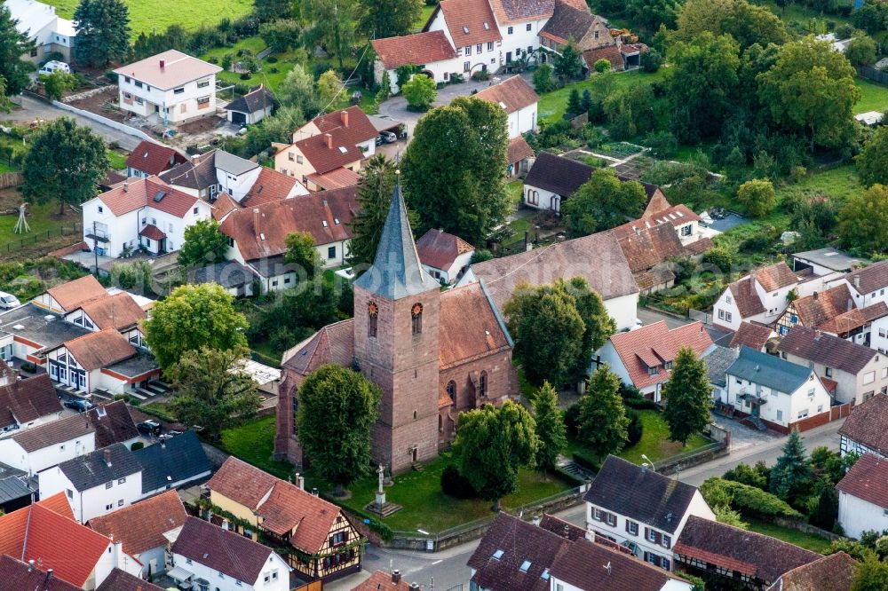 Aerial image Rohrbach - Church building in the village of in Rohrbach in the state Rhineland-Palatinate, Germany