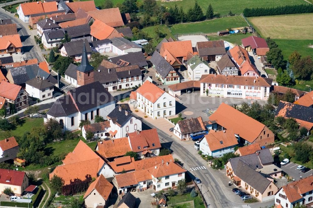 Aerial photograph Salmbach - Church building in the village of in Salmbach in Grand Est, France