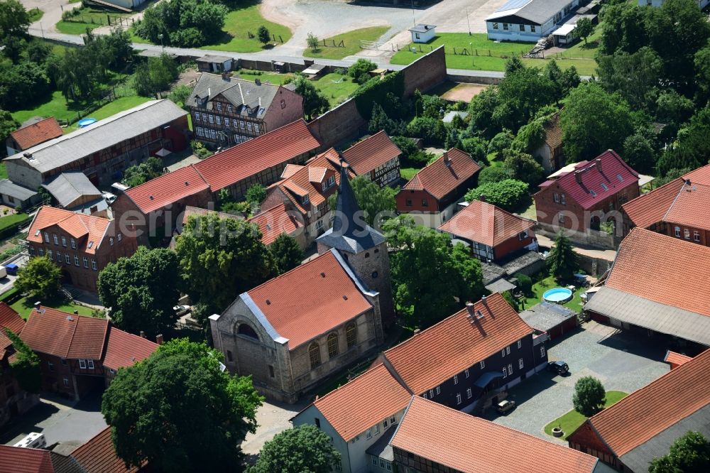 Aerial image Sargstedt - Church building in the village of in Sargstedt in the state Saxony-Anhalt