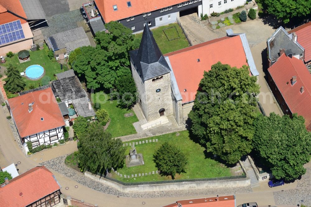 Aerial image Sargstedt - Church building in the village of in Sargstedt in the state Saxony-Anhalt