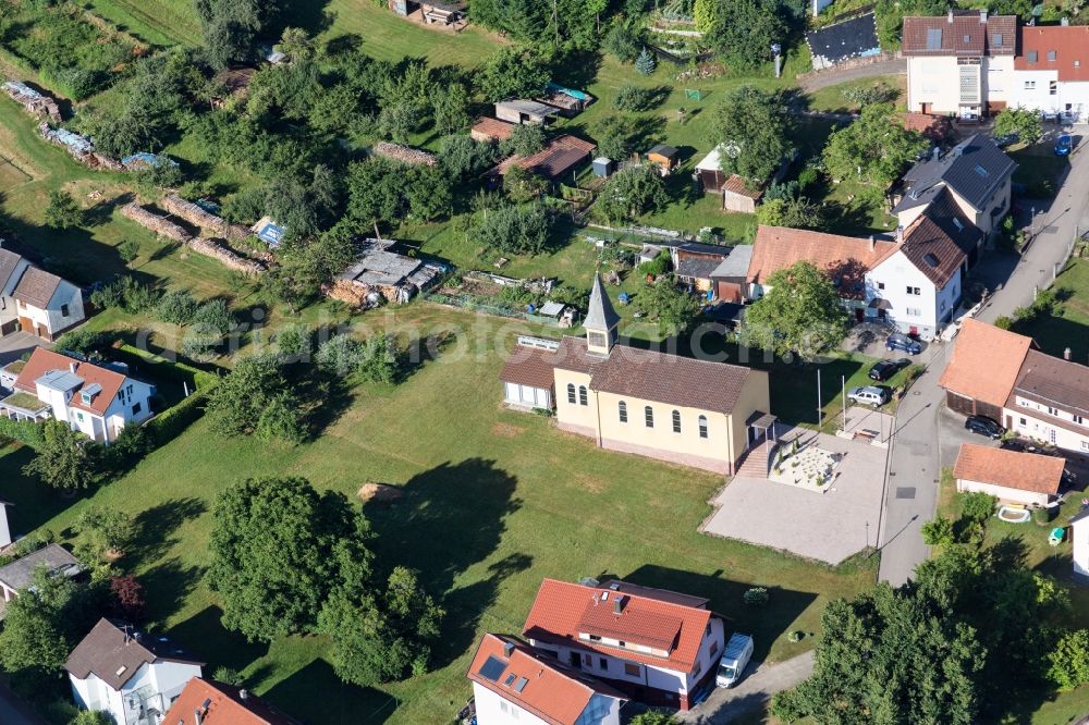 Schluttenbach from above - Church building in the village of in Schluttenbach in the state Baden-Wurttemberg, Germany