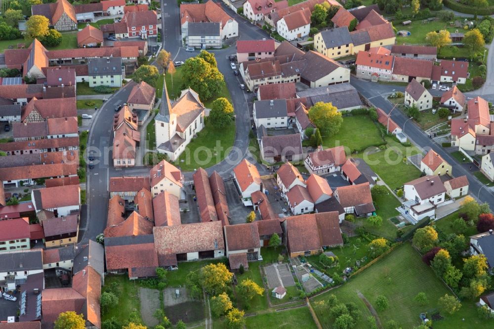 Aerial photograph Schonungen - Church building in the village of in Schonungen in the state Bavaria, Germany