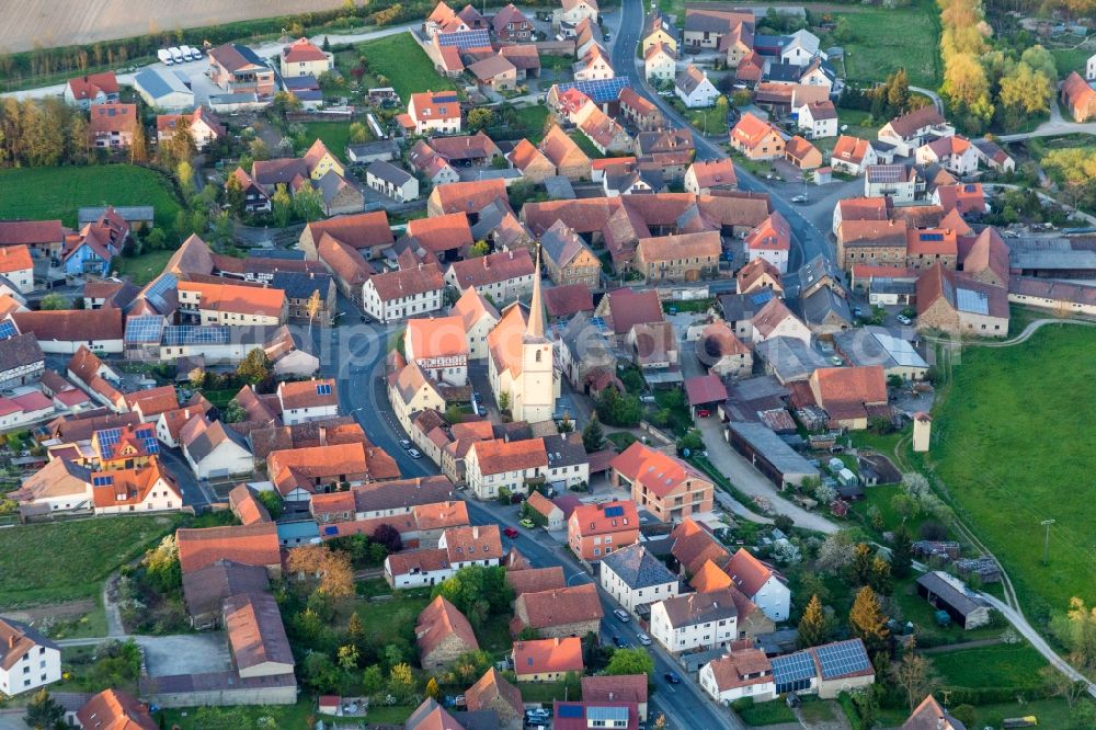 Aerial photograph Stadelschwarzach - Church building in the village of in Stadelschwarzach in the state Bavaria, Germany