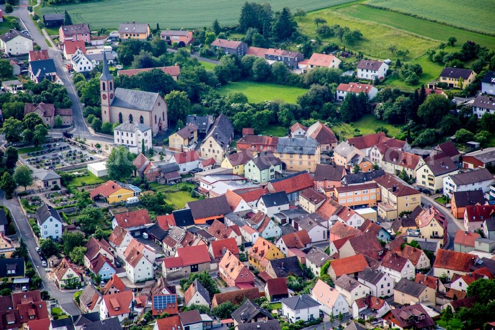 Waldbrunn from the bird's eye view: Church building in the village of in Waldbrunn in the state Bavaria, Germany