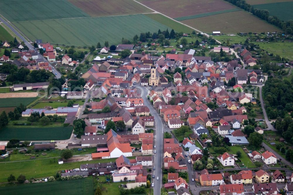 Aerial photograph Werneck - Church building in the village of in Werneck in the state Bavaria