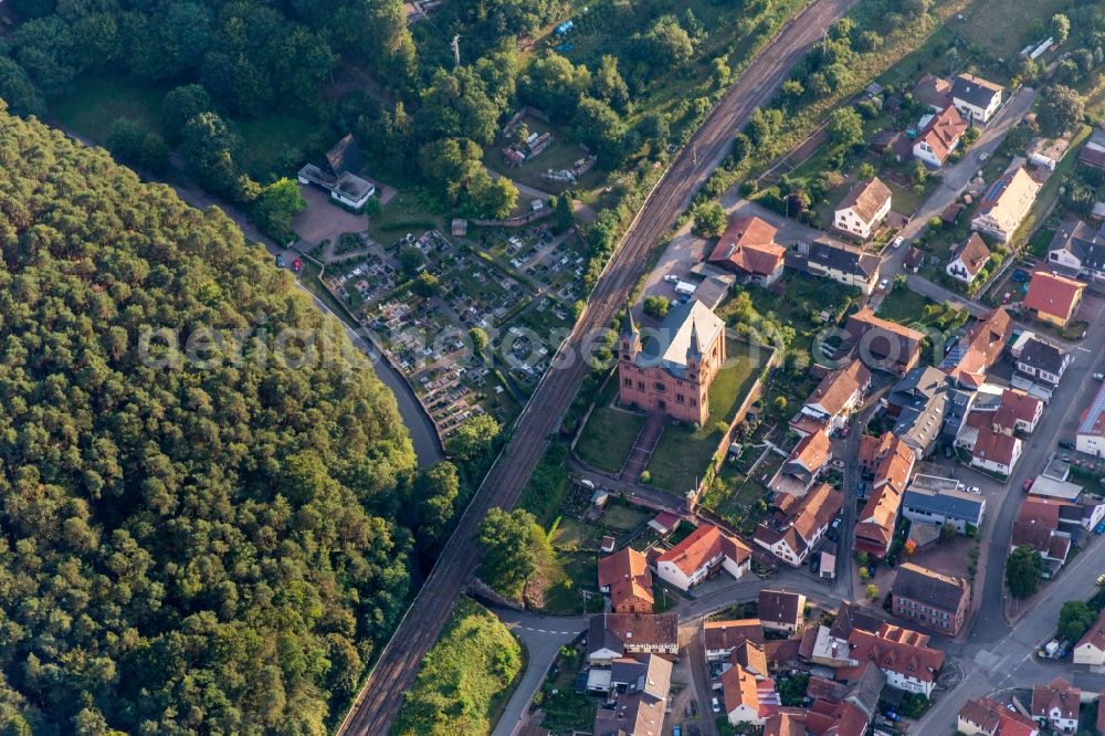 Wilgartswiesen from the bird's eye view: Church building in the village of in Wilgartswiesen in the state Rhineland-Palatinate, Germany