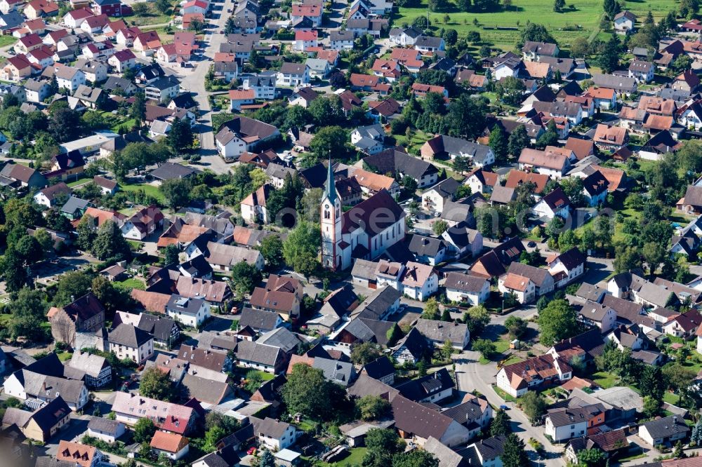 Windschläg from above - Church building in the village of in Windschlaeg in the state Baden-Wurttemberg, Germany