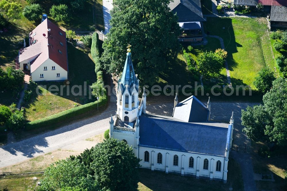 Wolfshagen from the bird's eye view: Church building in the village of in Wolfshagen in the state Brandenburg, Germany