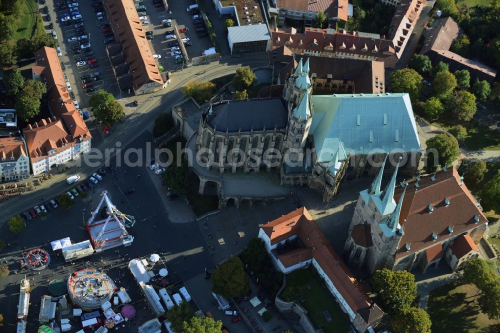 Aerial photograph Erfurt - Church building of the cathedral of Erfurt in the state Thuringia