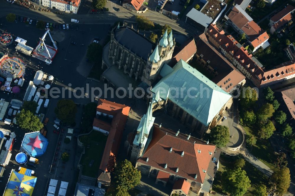 Erfurt from above - Church building of the cathedral of Erfurt in the state Thuringia