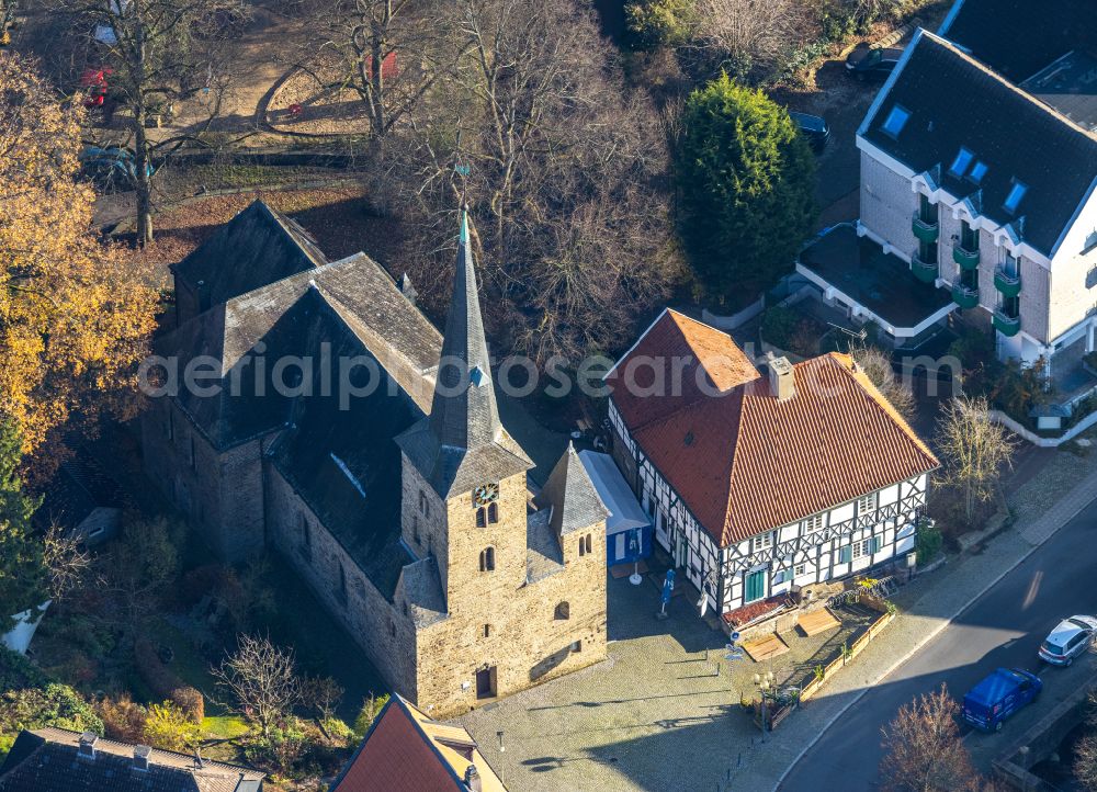 Wetter (Ruhr) from above - Church building of Evangelische Kirchengemeinde Wengern on Kirchstrasse in the district Wengern in Wetter (Ruhr) in the state North Rhine-Westphalia, Germany