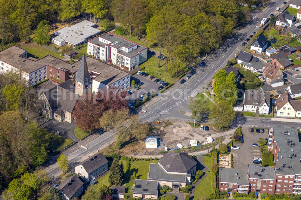 Aerial photograph Hamm - Church building Evangelische Kreuzkirche on Hammer Strasse in Hamm in the state North Rhine-Westphalia, Germany