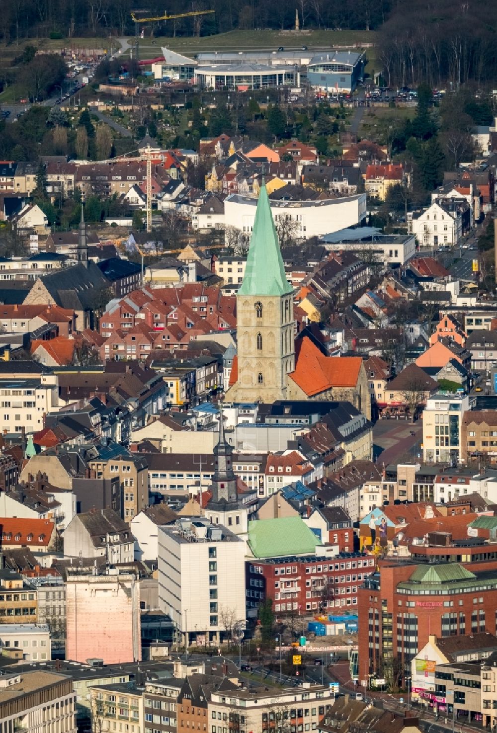 Hamm from the bird's eye view: Church building protestant Pauluskirche in Hamm in the state North Rhine-Westphalia