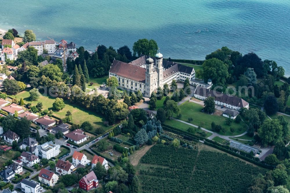 Friedrichshafen from the bird's eye view: Church building of Evangelische Schlosskirchengemeinde in Friedrichshafen in the state Baden-Wurttemberg, Germany