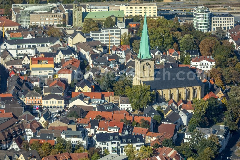 Unna from the bird's eye view: Church building Evangelische Stadtkirche in Unna in the state North Rhine-Westphalia, Germany