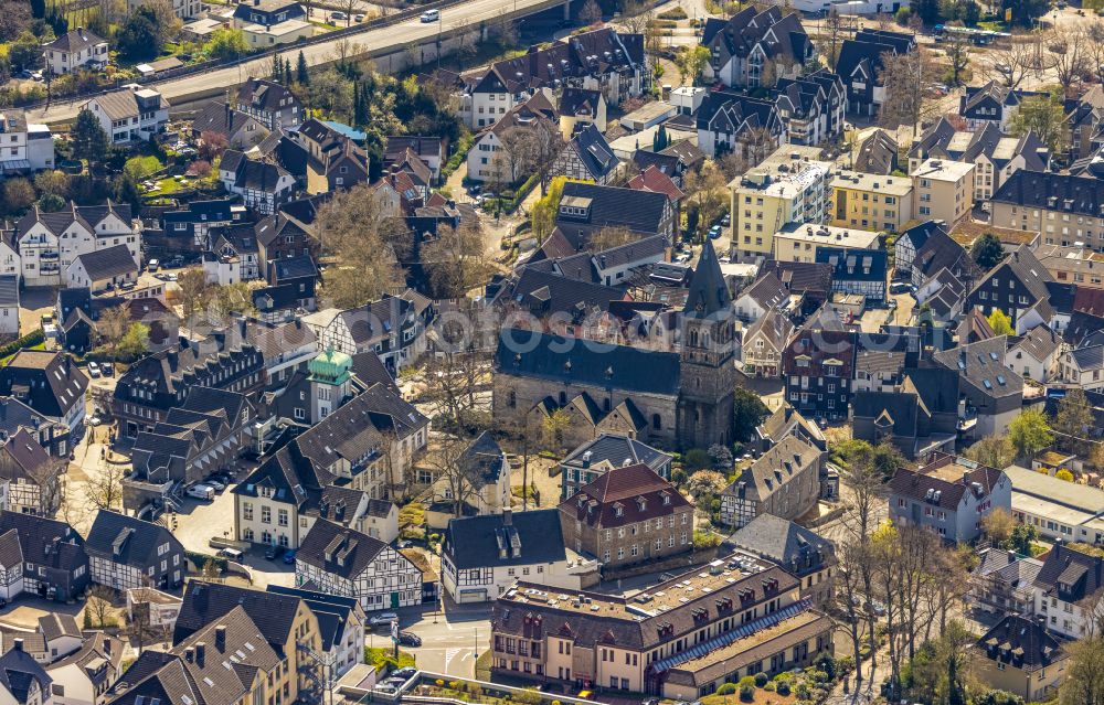 Herdecke from the bird's eye view: Church building Evangelische Stiftskirche zu Herdecke Alte Stiftsstrasse in Herdecke in the state North Rhine-Westphalia, Germany